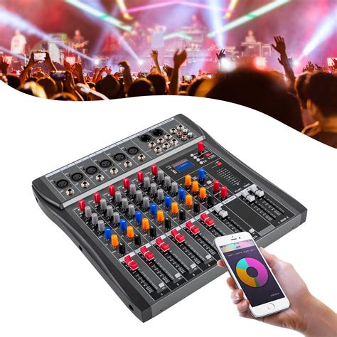 Miumaeov 6 Channel DJ Console Mixer USB Bluetooth Audio Interface 48V ...