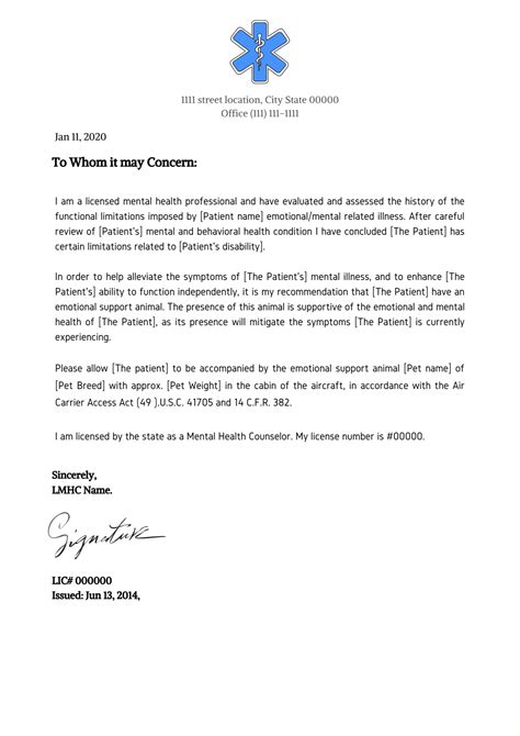 Emotional Support Animal Letter Sample - Fast ESA Letter