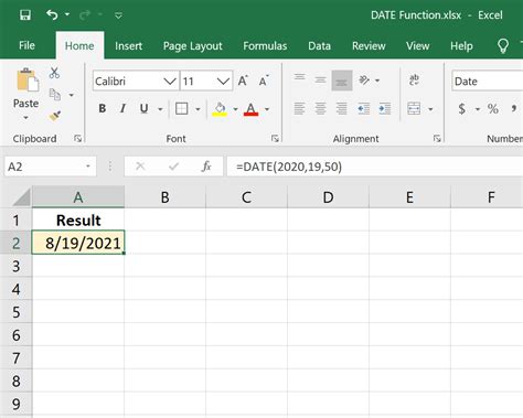 Date Function Excel 的图像结果