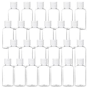 dinojames 50ml Refillable Plastic Bottles – White, Flip Top Cap, Leak ...