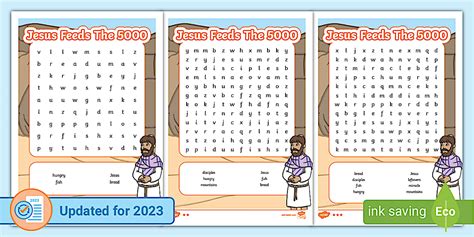 Jesus Feeds the 5000 Bible Story Differentiated Wordsearch - word