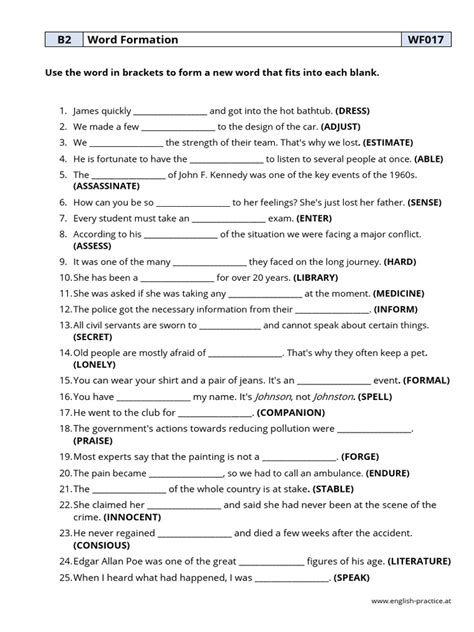 Word Form Exercise .Pdf 的图像结果