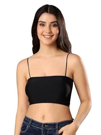 Buy PAAVKI Women Black Lightly Padded Camisole Spaghetti Strap Seamless ...