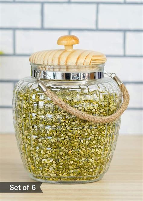 Get High Line Transparent Glass Storage Jars (2000 ml) - Set of 6 at ...