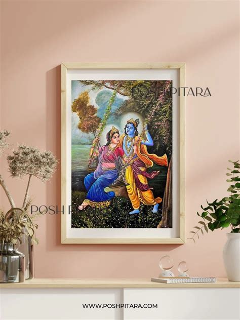 SWINGING SERENADE OF RADHA KRISHNA CANVAS PAINTING (Handpainted) – Posh ...