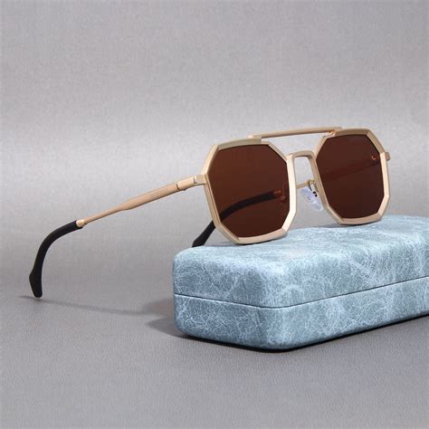 Buy Commando Gold Brown Edition Octagon Sunglasses - Sunglassic
