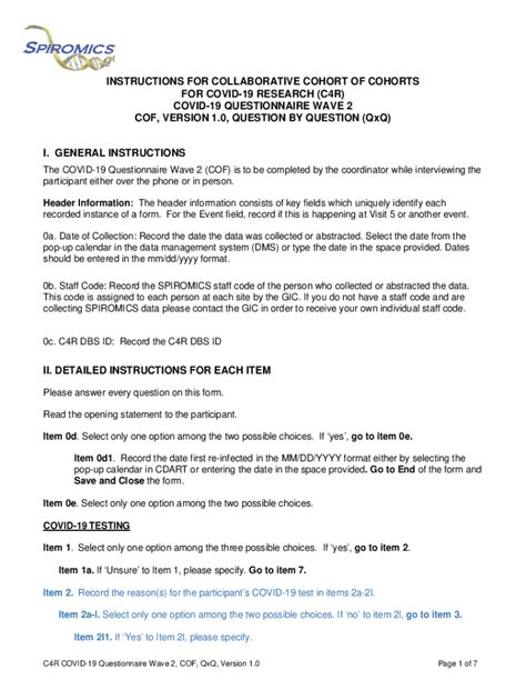 Fillable Online This questionnaire was developed by C4R, the ...