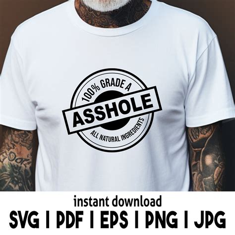 Funny 100% Grade A Asshole SVG Stamp Digital - Etsy