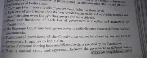 What are the indian features of federalism? - EduRev Class 10 Question