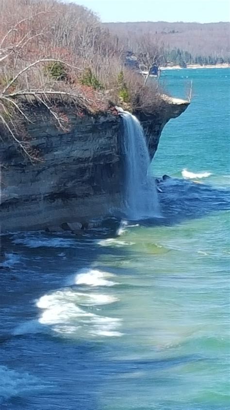 Hiking Pictured Rock, Michigan Upper Peninsula, this waterfall hitting ...