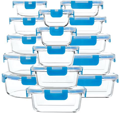 Buy 30 Pieces Glass Food Storage Containers with Upgraded Snap Locking ...