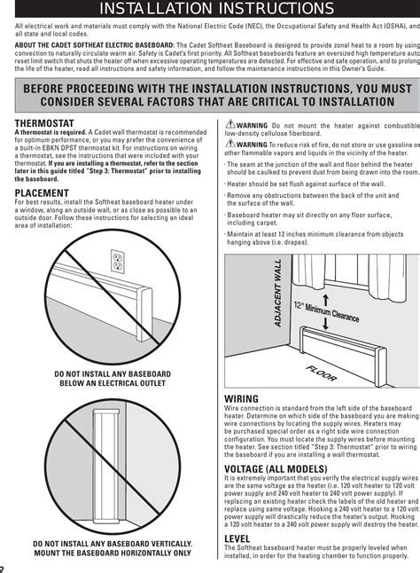 Cadet Baseboard Heaters Wiring Diagrams Pdf - Wiring Pedia
