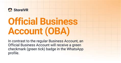 Official Business Account (OBA) | StoreIVR