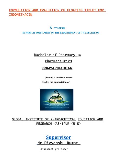 Formulation & Evaluation of Cimetidine Floating Tablets for GRDDS - Studocu