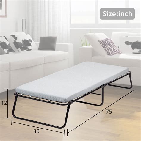 Buy Portable Folding Bed with Mattress Foldable Bed Twin Size Guest Bed ...