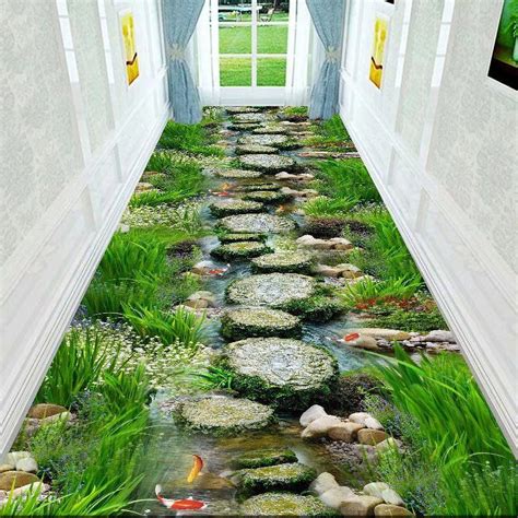 3D Corridor Green Garden Path Long Carpet Living Room ration Home Aisle ...