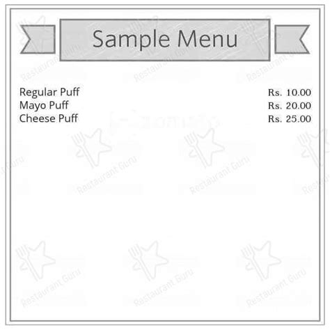 Menu at Shree Gayatri Live Puff, Vadodara
