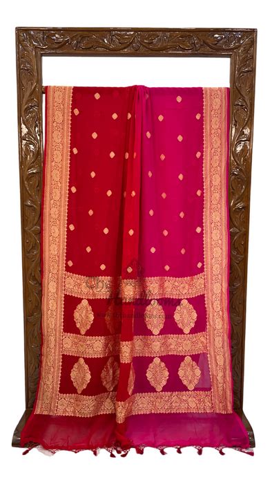 Pure Khaddi Georgette Handloom Banarasi Saree - Gold zari | The Handlooms