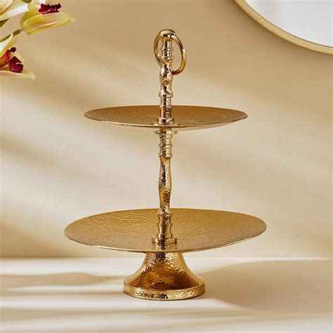 Buy Splendid Gold Rush Metal 2-Tier Hammered Cupcake Stand from Home ...