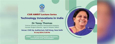 Lecture Series on Technology Innovations in India by Dr Tessy Thomas ...
