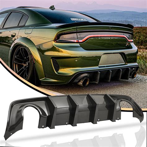 Dodge Charger 2020-2023 Widebody Rear Diffuser with 4 Shark Fin Carbon