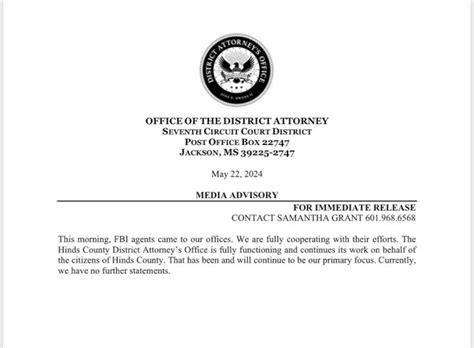 Hinds County DA Jody Owens’s Office releases statement following FBI ...
