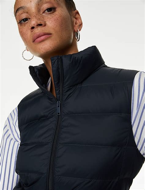 Buy Feather & Down Quilted Packaway Puffer Gilet at Marks & Spencer