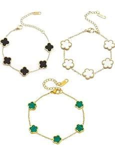 Buy Samreen Clover Charm Bracelet Set, Gold-Plated Stainless Steel ...