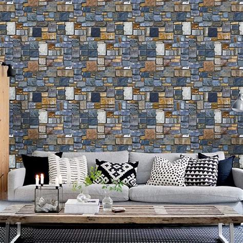 Wallgenics 3D Brick Stone Pattern Wall Poster, Easily Removable ...