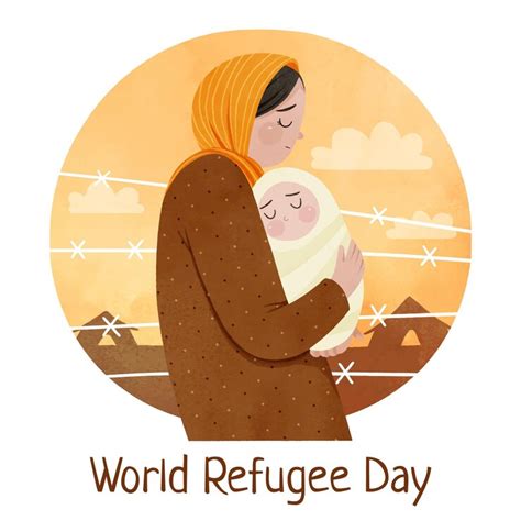 Illustration de la journée mondiale des réfugiés aquarelle peinte à la ...