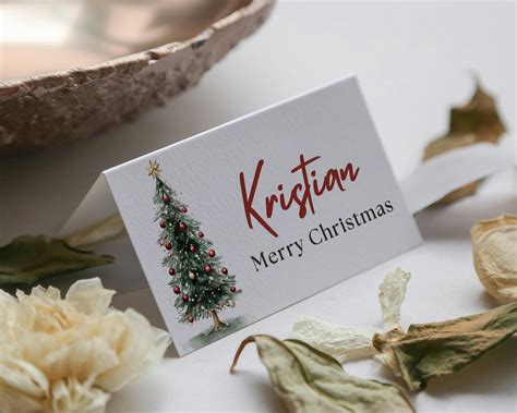 Printable Christmas Place Cards | Editable Name Cards | Christmas Tree ...