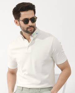 RARE RABBIT Printed Men Polo Neck White T-Shirt - Buy RARE RABBIT ...