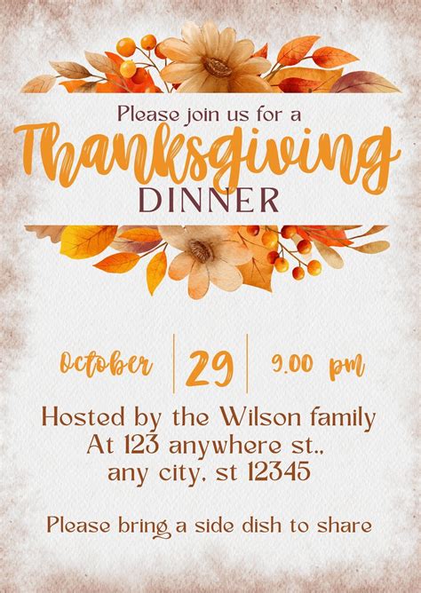 Free Printable Thanksgiving Dinner Invites | Gerald Printable
