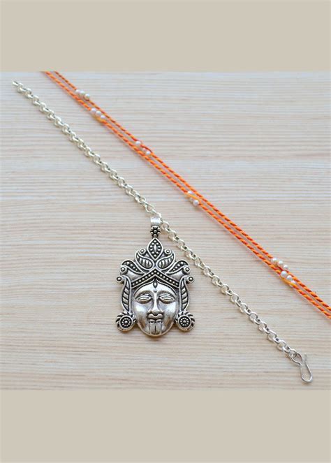 Get Sacred Mauli Thread Pearl Beaded Rakhi with Goddess Durga Bracelet ...