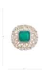 Buy Gold Plated Pearls, Stones, Zari Moissanite Polki Embellished Ring ...
