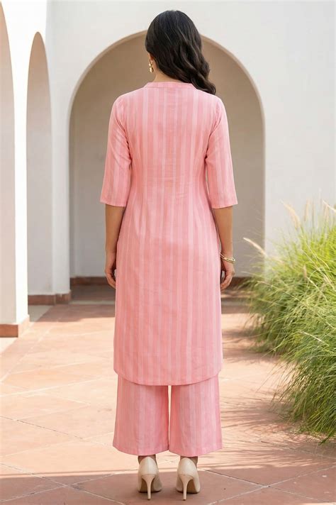 Buy Pink Stripe Pure Cotton A-line Kurta Online for Woman | Shop for ...