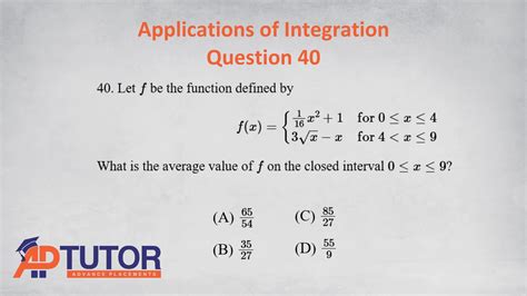 AP Calculus AB / Applications of Integration / Question No. 40