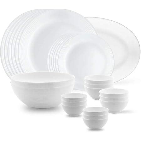Buy Larah By Borosil Opalware Solid Dinner Set - 27 Pieces White Online ...