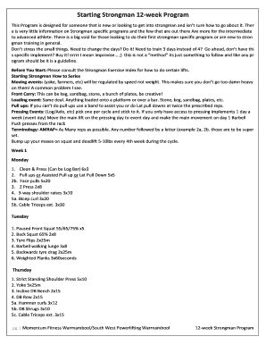 Strongman Program Pdf - Fill Online, Printable, Fillable, Blank | pdfFiller