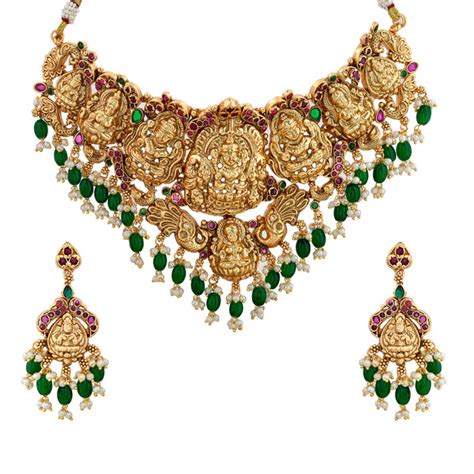 Gold Opulence Devika Shringar Temple Choker Necklace Set – VOYLLA