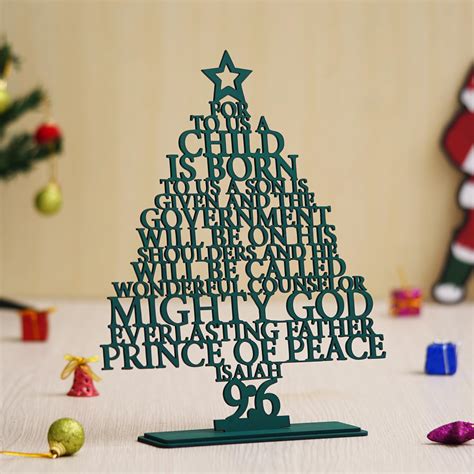 Buy eCraftIndia Red Wooden Tree for Christmas Decoration - Isaiah 9:6 ...