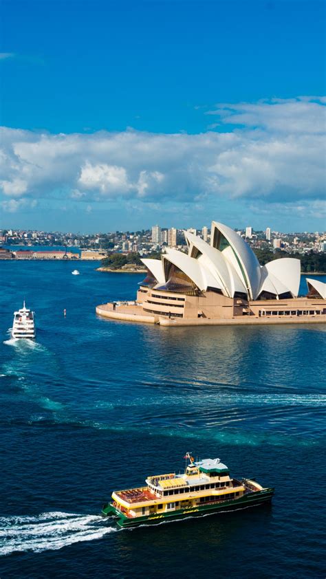 Download wallpaper 938x1668 sydney opera house, theater, harbor, ships ...