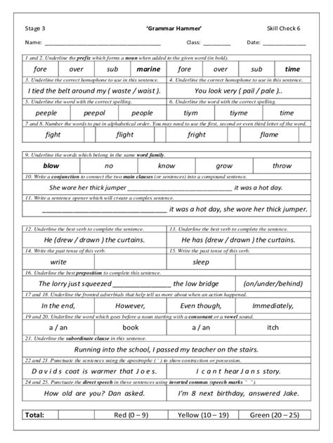 Grammar Hammer Skill Check - Fill Out, Sign & Share Online | pdfFiller