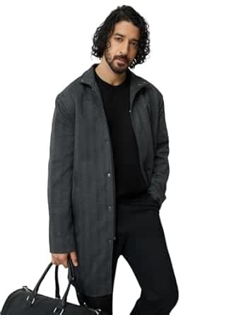 Buy The Souled Store Trench Coat: Charcoal Black Men and Boys Full ...