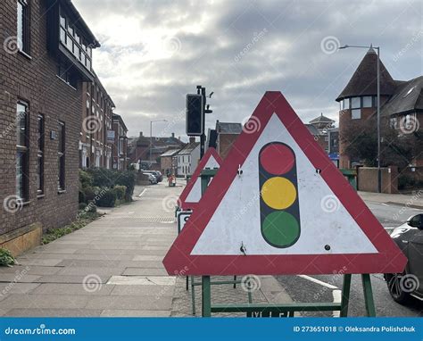 Traffic Signals Ahead Road Sign Stock Photo - Image of traffic ...
