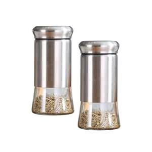 Buy Spatlus Glass & Stainless Steel Pepper Shakers Set, Refillable Salt ...