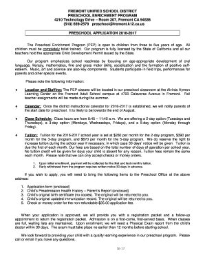 Fillable Online PEP Application - Fremont Unified School District Fax ...