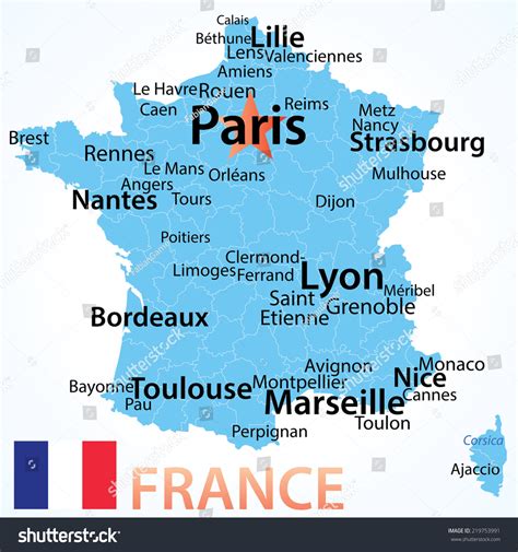 France Vector Map Largest Cities Carefully Stock Vector 219753991 ...