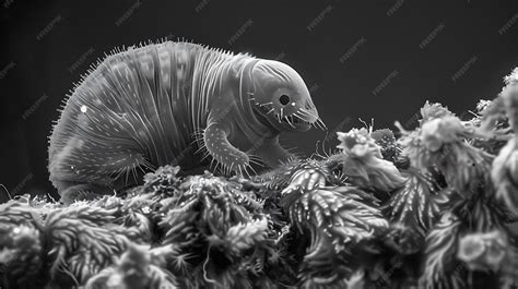 Tardigrade in moss droplet electron microscope view An electron ...