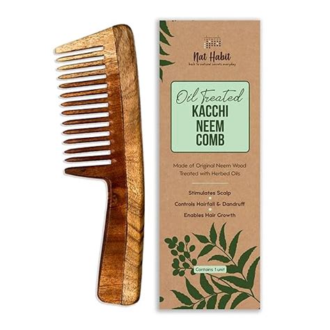 Buy Nat Habit Kacchi Neem Wooden Comb - Soaked In 17 Herbs, Neem ...